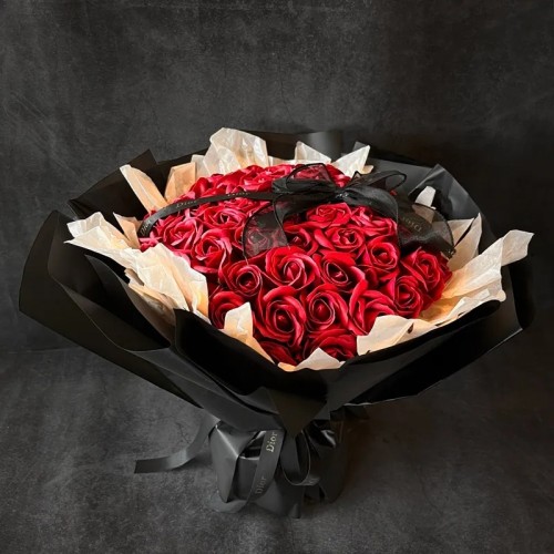 Dark Elegant Soap Flower Bouquet (52 stalks)