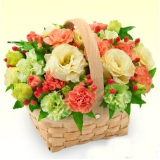 Turkey bellflower of wood basket arrangements