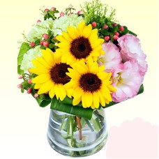 Sunflower glass bouquet