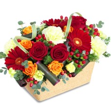 Red rose square basket
