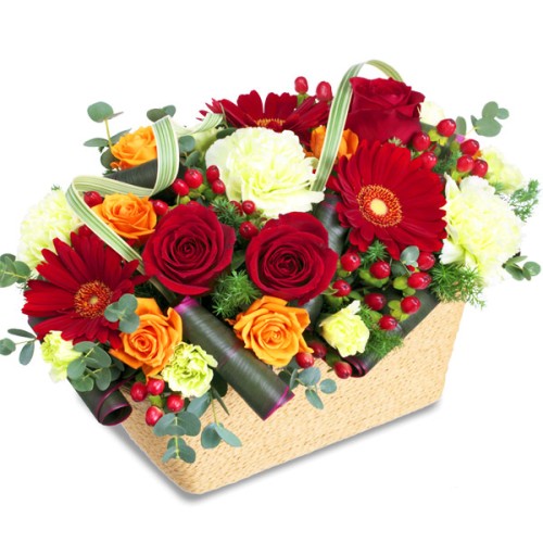 Red rose square basket