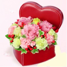 Turkey bellflower Heart box arrangement