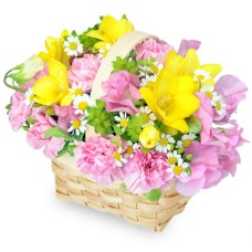Freesia And Sweet Pea Baskets