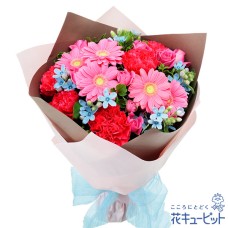 Bright pink and blue bouquet