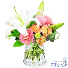white lily glass bouquet