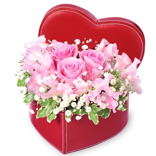 Sweet Pea Heart Box Arrangement