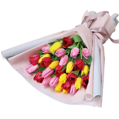 Bouquet Of Colorful Tulips