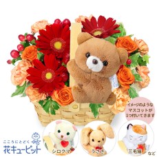Wood basket with gerbera mascot