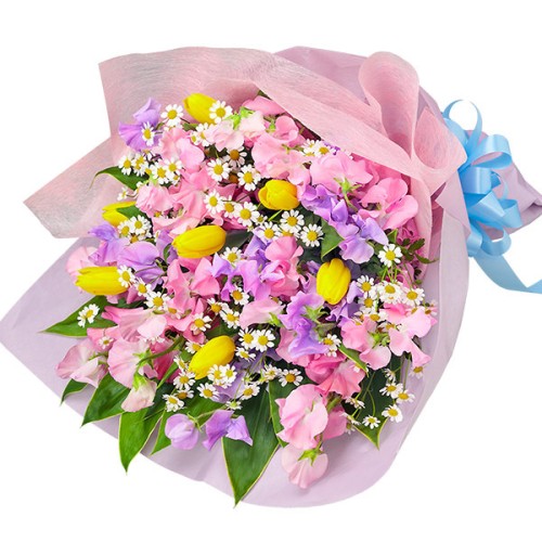 Bouquet Of Colorful Sweet Pea