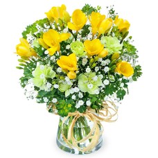 Freesia Glass Bouquet (With Vase)