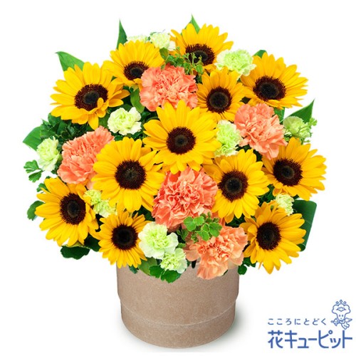 sunflower wood pot arrangement