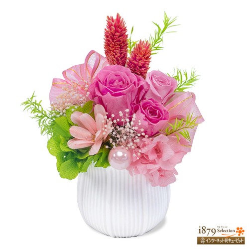Preserved pink rose flower arrangement