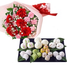 Carnation Bouquet And [Momohanarin] Dim Sum Set