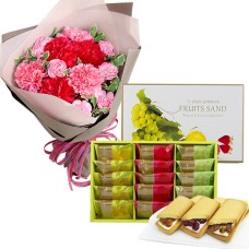 Natural Bouquet (Pink) And [Ginza Senbiya] Ginza Fruit Sand 15 Pieces