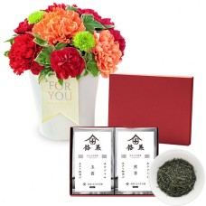 Glamorous (Red) And [Gion Kitagawa Hanbee] Gyokuro And Sencha Gift Set
