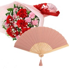 Carnation Bouquet And [Nishikawa Shoroku Shoten] Koeda Folding Fan (Sakura)