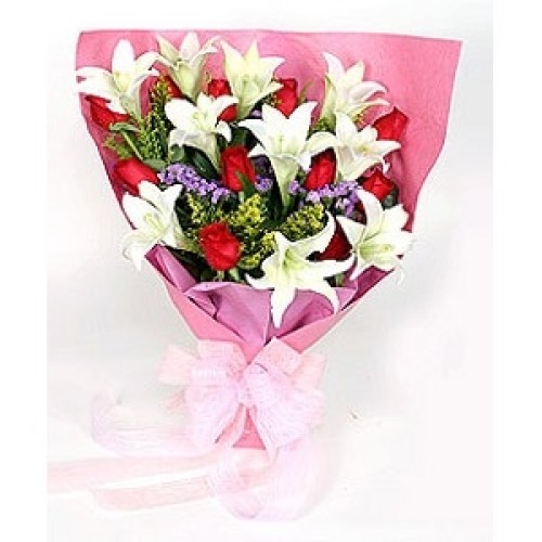 10 Red Roses and 10 Lilies