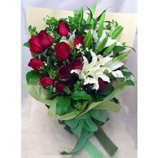 10 Red Roses and 3 Lilies