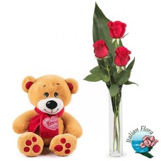 3 red roses + teddy (Deluxe)