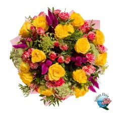 Bouquet of yellow and pink roses (Deluxe)