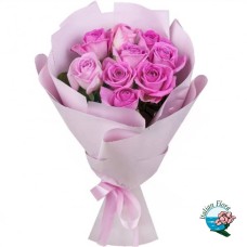 Bouquet of 9 pink roses (Deluxe)