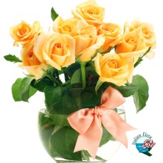 10 yellow roses in vase (Deluxe)