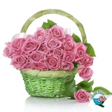 Basket of pink roses (Deluxe)