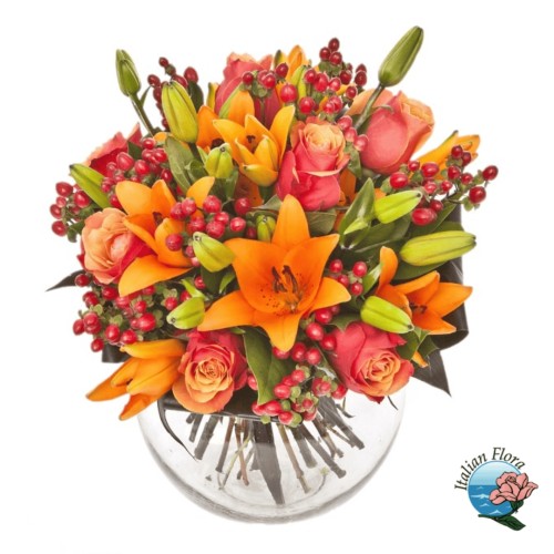 Orange roses and lilies bouquet (Refined)