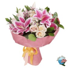 Bouquet of pink lilies and white roses (Refined)