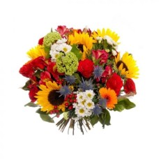 Bouquet Of Sunflowers And Red And Orange Flowers (Deluxe)