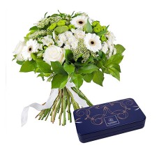 Simply White Bouquet & Leonidas Chocolates