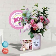 Pink Vased Roses Set