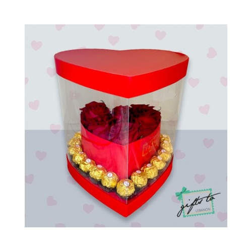 Ferrero Rocher and Roses Heart Shaped Gift Box