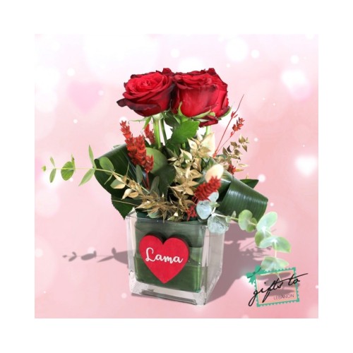 Customized Square Vase Roses