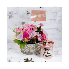 Thank You Mom Pink Flower Basket