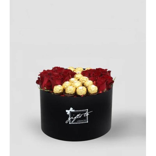 Timeless Affection: Red Roses & Ferrero Rocher Box