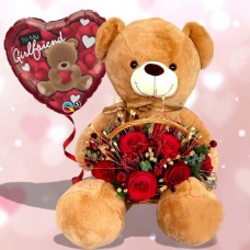 Giant Teddy With Rose Basket