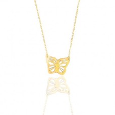 18K Gold Butterfly Pendant