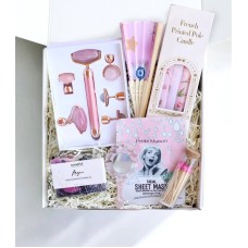 6 in 1 Rose Quartz Jade Roller Radiant Glow Wellness Gift Box