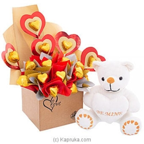 Heartfelt Love Chcolates With Cuddly Teddy