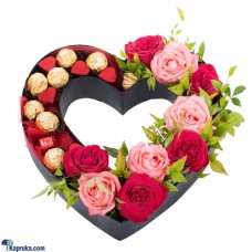 I'm Always Open For You, Arrangement With 9 Roses, 8 Ferrero Rocher, 5 Java Heart Shaped Chocolates