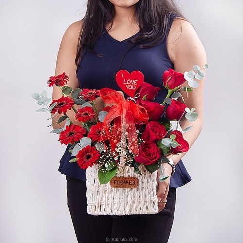 Lady In Red Arrangement With Eight Red Roses For Valentine