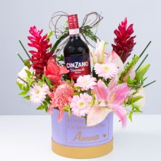 Blooms For Pretty Mom- Flowers & Wine Gift