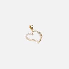10k yellow gold heart charm with stones details