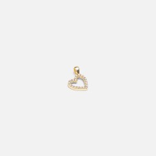 10k yellow gold small golden heart charm with silvered stones