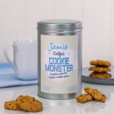 Personalised Cookie Monster Tin with a Dozen Biscuits