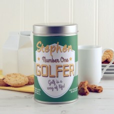 Personalised Number One Golfer Tin with a Dozen Cookies