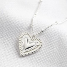 Layered Heart Necklace in Silver