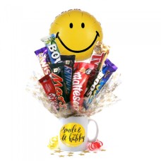 Smile And Be Happy Chocolate Medley Bouquet In A Mug