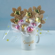 Personalised Lindor Pink & Gold Mug Bouquet